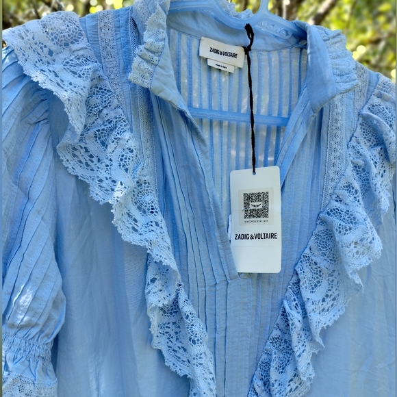 ZADIG & VOLTAIRE Ronelo Tomboy Oxford Blue Cotton Midi Dress Size Large - Picture 11 of 11